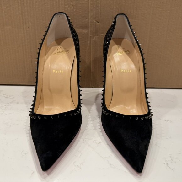 Christian Louboutin Anjalina 100 Black Veau Velours - Picture 2 of 13